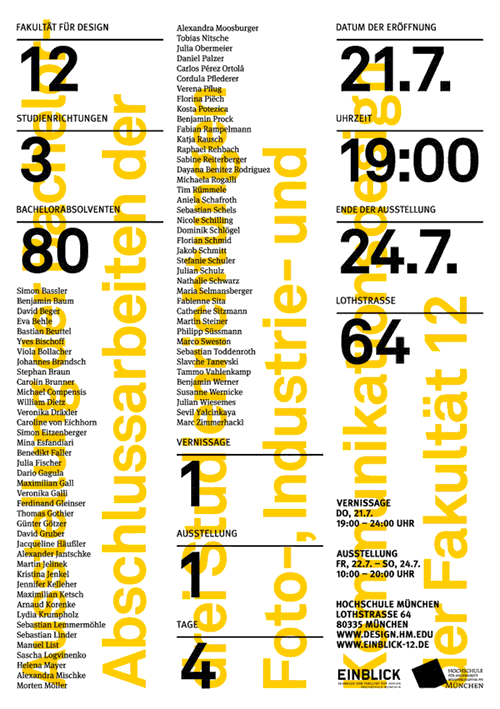 Plakat einblick 2011 Hochschule München Fakultät für Design