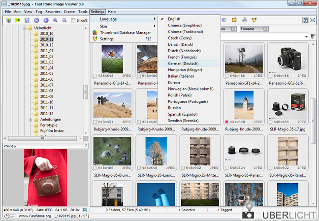 Faststone Image Viewer Sprache auf Deutsch einstellen